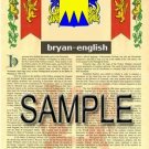 BRYAN - ENGLISH - Coat of Arms - Family Crest - Armorial GIFT! 8.5x11