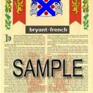 BRYANT - FRENCH - Coat of Arms - Family Crest - Armorial GIFT! 8.5x11 BRYANT - FRENCH - Coat of Arms - Family Crest - Armorial GIFT! 8.5x11