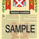 BRYSON - SCOTTISH - Coat of Arms - Family Crest - Armorial GIFT! 8.5x11