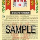 BULLARD - ENGLISH - Coat of Arms - Family Crest - Armorial GIFT! 8.5x11