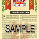 BUNCH - SCOTTISH - Coat of Arms - Family Crest - Armorial GIFT! 8.5x11