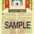 BURNETT - ENGLISH - Coat of Arms - Family Crest - Armorial GIFT! 8.5x11