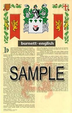 BURNETT - ENGLISH - Coat of Arms - Family Crest - Armorial GIFT! 8.5x11