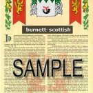 BURNETT - SCOTTISH - Coat of Arms - Family Crest - Armorial GIFT! 8.5x11