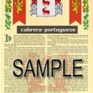 CABRERA - PORTUGUESE - Coat of Arms - Family Crest - Armorial GIFT! 8.5x11