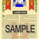 CAHILL - IRISH - Coat of Arms - Family Crest - Armorial GIFT! 8.5x11