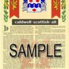 CALDWELL - SCOTTISH - ALT - Coat of Arms - Family Crest - Armorial GIFT! 8.5x11