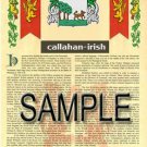 CALLAHAN - IRISH - Coat of Arms - Family Crest - Armorial GIFT! 8.5x11 CALLAHAN - IRISH - Coat of Arms - Family Crest - Armorial GIFT! 8.5x11