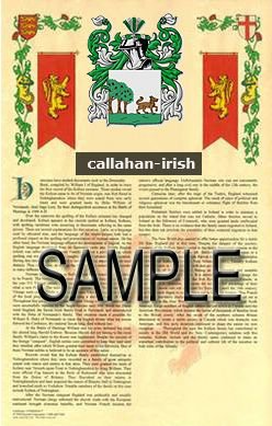 CALLAHAN - IRISH - Coat of Arms - Family Crest - Armorial GIFT! 8.5x11