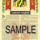 CALVERT - ENGLISH - Coat of Arms - Family Crest - Armorial GIFT! 8.5x11
