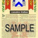 CANALES - ITALIAN - Coat of Arms - Family Crest - Armorial GIFT! 8.5x11