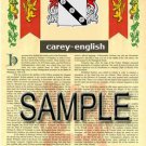 CAREY - ENGLISH - Coat of Arms - Family Crest - Armorial GIFT! 8.5x11
