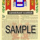 CARMICHAEL - SCOTTISH - Coat of Arms - Family Crest - Armorial GIFT! 8.5x11