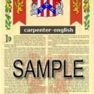 CARPENTER - ENGLISH - Coat of Arms - Family Crest - Armorial GIFT! 8.5x11