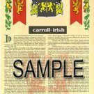 CARROLL - IRISH - Coat of Arms - Family Crest - Armorial GIFT! 8.5x11