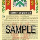 CARTER - ENGLISH - ALT - Coat of Arms - Family Crest - Armorial GIFT! 8.5x11