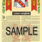 CASE - ENGLISH - Coat of Arms - Family Crest - Armorial GIFT! 8.5x11