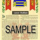 CASE - ITALIAN - Coat of Arms - Family Crest - Armorial GIFT! 8.5x11