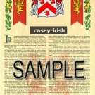 CASEY - IRISH - Coat of Arms - Family Crest - Armorial GIFT! 8.5x11