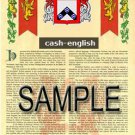 CASH - ENGLISH - Coat of Arms - Family Crest - Armorial GIFT! 8.5x11