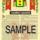 CASILLAS - SPANISH - Coat of Arms - Family Crest - Armorial GIFT! 8.5x11
