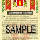 CASTELLANOS - SPANISH - Coat of Arms - Family Crest - Armorial GIFT! 8.5x11