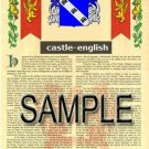 CASTLE - ENGLISH - Coat of Arms - Family Crest - Armorial GIFT! 8.5x11 CASTLE - ENGLISH - Coat of Arms - Family Crest - Armorial GIFT! 8.5x11