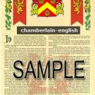 CHAMBERLAIN - ENGLISH - Coat of Arms - Family Crest - Armorial GIFT! 8.5x11