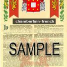CHAMBERLAIN - FRENCH - Coat of Arms - Family Crest - Armorial GIFT! 8.5x11