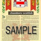 CHAMBERS - SCOTTISH - Coat of Arms - Family Crest - Armorial GIFT! 8.5x11