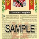 CHANDLER - ENGLISH - Coat of Arms - Family Crest - Armorial GIFT! 8.5x11