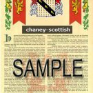CHANEY - SCOTTISH - Coat of Arms - Family Crest - Armorial GIFT! 8.5x11