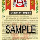 CHAPMAN - ENGLISH - Coat of Arms - Family Crest - Armorial GIFT! 8.5x11