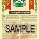 CHAPPELL - ENGLISH - Coat of Arms - Family Crest - Armorial GIFT! 8.5x11