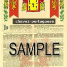 CHAVEZ - PORTUGUESE - Coat of Arms - Family Crest - Armorial GIFT! 8.5x11