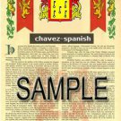 CHAVEZ - SPANISH - Coat of Arms - Family Crest - Armorial GIFT! 8.5x11