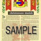 CHRISTENSEN - DANISH - Coat of Arms - Family Crest - Armorial GIFT! 8.5x11