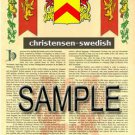CHRISTENSEN - SWEDISH - Coat of Arms - Family Crest - Armorial GIFT! 8.5x11