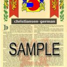 CHRISTIANSEN - GERMAN - Coat of Arms - Family Crest - Armorial GIFT! 8.5x11