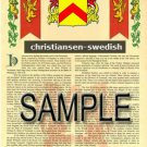 CHRISTIANSEN - SWEDISH - Coat of Arms - Family Crest - Armorial GIFT! 8.5x11
