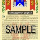 CHRISTOPHER - ENGLISH - Coat of Arms - Family Crest - Armorial GIFT! 8.5x11