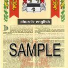 CHURCH - ENGLISH - Coat of Arms - Family Crest - Armorial GIFT! 8.5x11