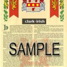 CLARK - IRISH - Coat of Arms - Family Crest - Armorial GIFT! 8.5x11