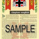 CLAYTON - ENGLISH - Coat of Arms - Family Crest - Armorial GIFT! 8.5x11