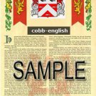 COBB - ENGLISH - Coat of Arms - Family Crest - Armorial GIFT! 8.5x11