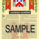 COCHRAN - SCOTTISH - Coat of Arms - Family Crest - Armorial GIFT! 8.5x11