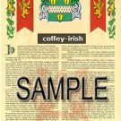 COFFEY - IRISH - Coat of Arms - Family Crest - Armorial GIFT! 8.5x11