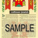 COFFMAN - JEWISH - Coat of Arms - Family Crest - Armorial GIFT! 8.5x11