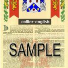 COLLIER - ENGLISH - Coat of Arms - Family Crest - Armorial GIFT! 8.5x11