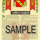 COLLINS - ENGLISH - Coat of Arms - Family Crest - Armorial GIFT! 8.5x11